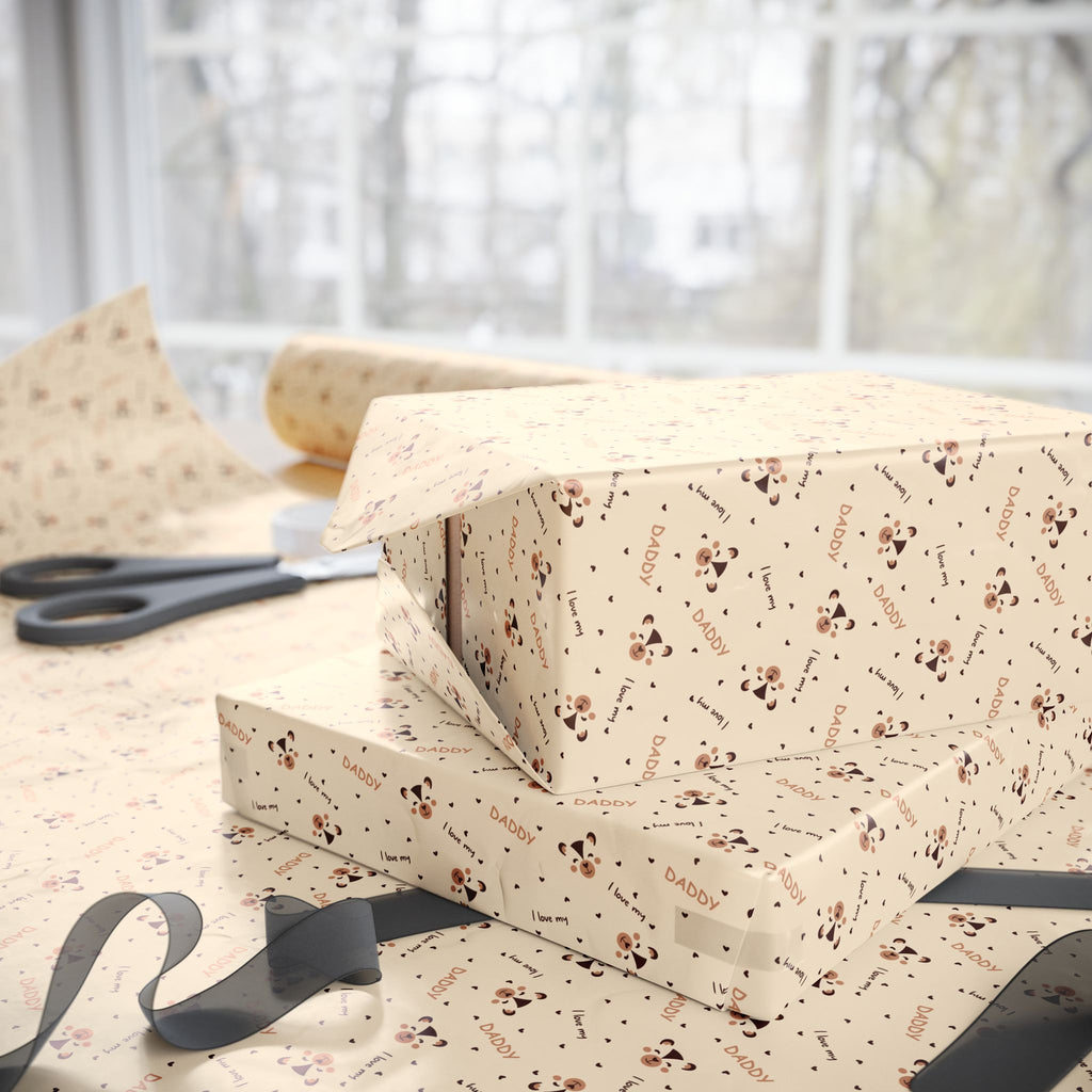 Father's Day Dad & Dog Wrapping Paper - Holiday Gift Wrapping Paper Roll