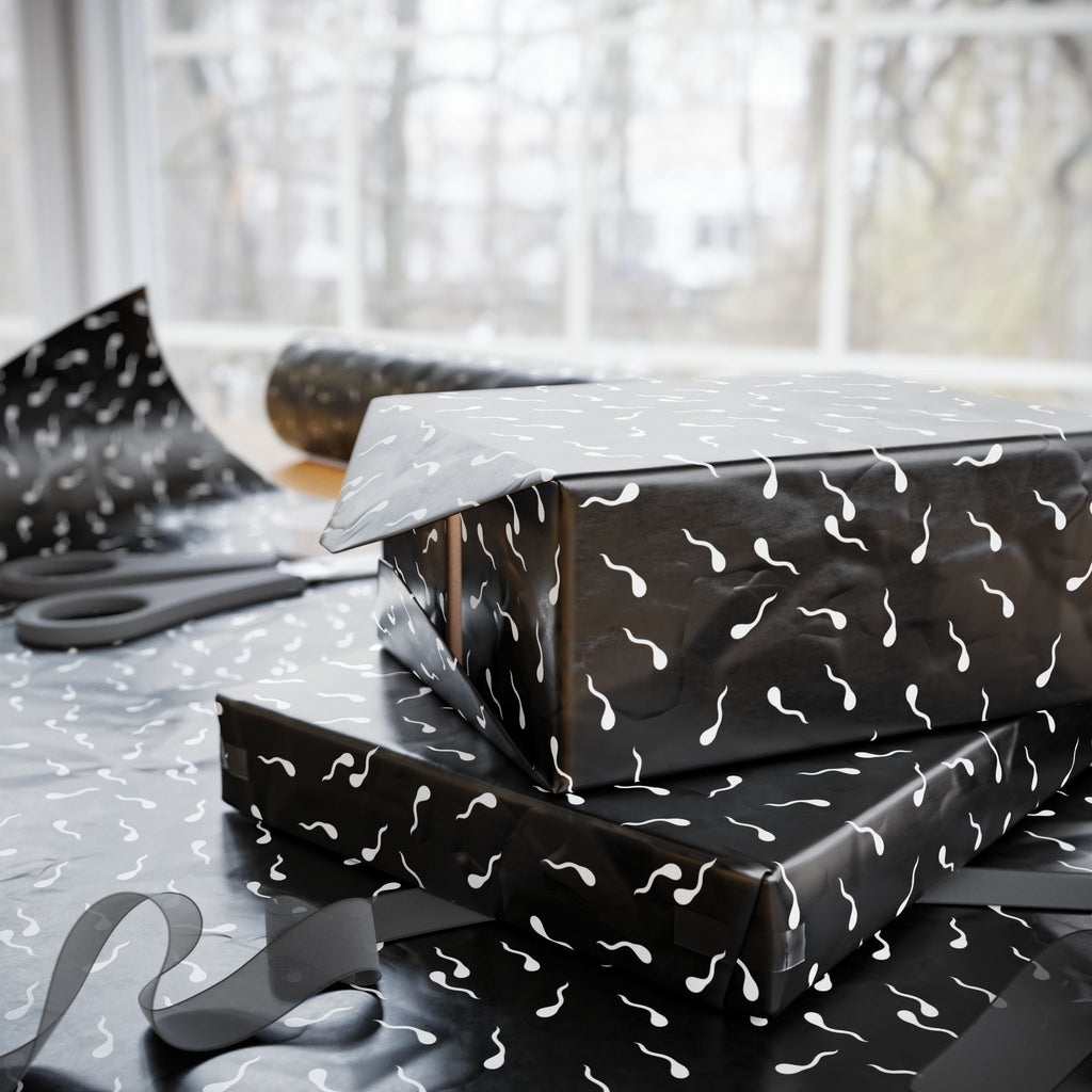 NSFW Late Night Swimmers on Black Wrapping Paper - Holiday Gift Wrapping Paper Roll