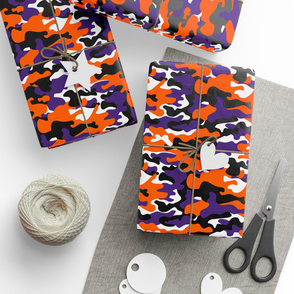 Clemson Tigers Inspired Camoflauge Wrapping Paper - Holiday Gift Wrapping Paper Roll