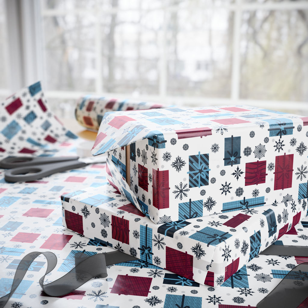 Christmas Black Snowflakes Wrapping Paper | Holiday Gift Wrapping Paper Roll