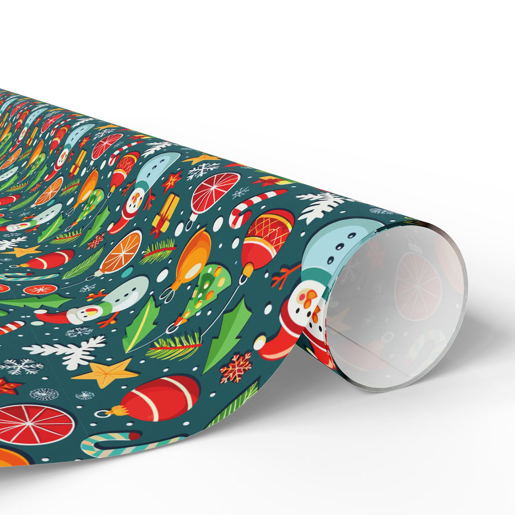 Christmas Decorated Icons Wrapping Paper | Holiday Gift Wrapping Paper Roll