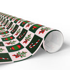 Christmas Checkerboard Mistletoe Wrapping Paper | Holiday Gift Wrapping Paper Roll