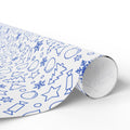 Christmas Blue Line Art Wrapping Paper | Holiday Gift Wrapping Paper