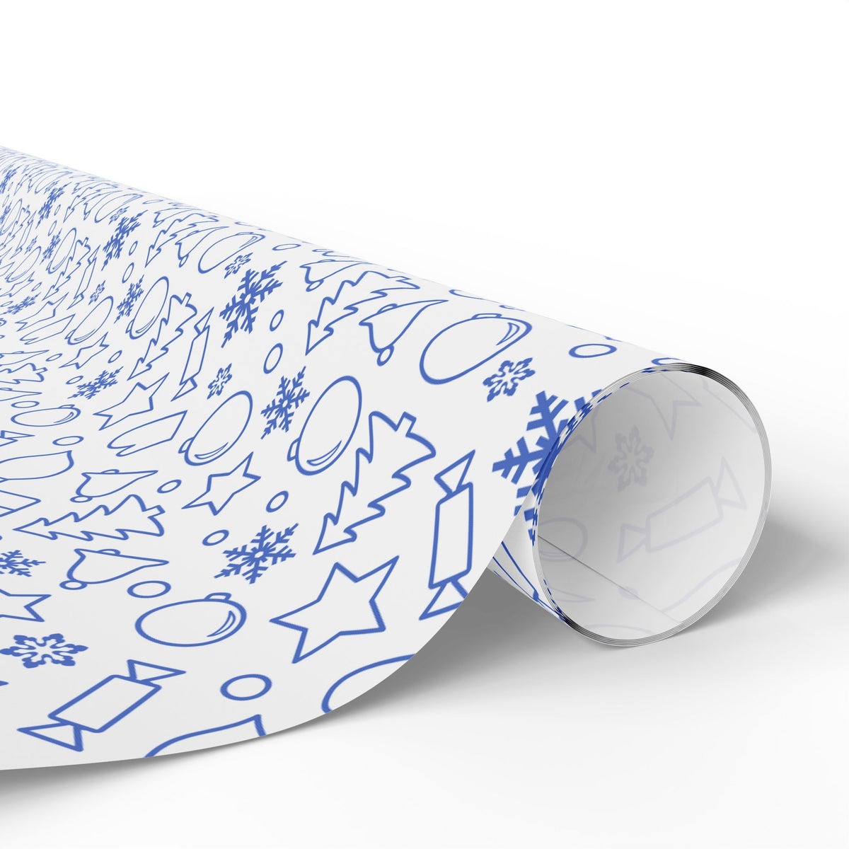 Christmas Blue Line Art Wrapping Paper | Holiday Gift Wrapping Paper
