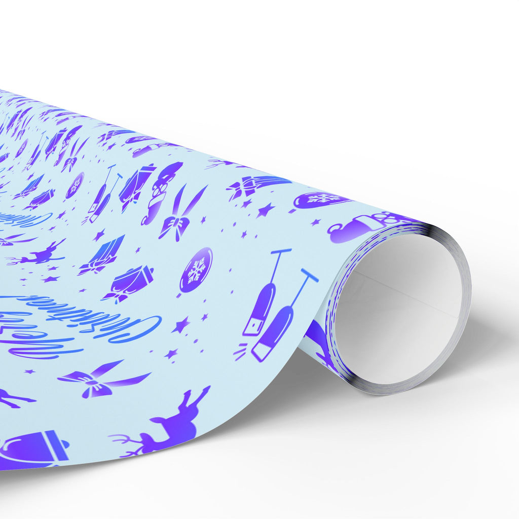 Christmas Blue on Blue Wrapping Paper | Holiday Gift Wrapping Paper