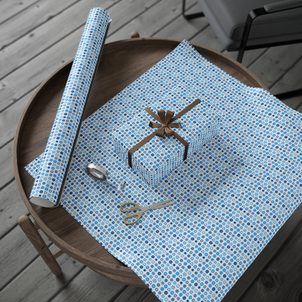 Hanukkah Star of David Collage Wrapping Paper | Holiday Gift Wrapping Paper Roll