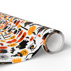 Halloween Black Cat Collage on White Wrapping Paper | Holiday Gift Wrapping Paper Roll