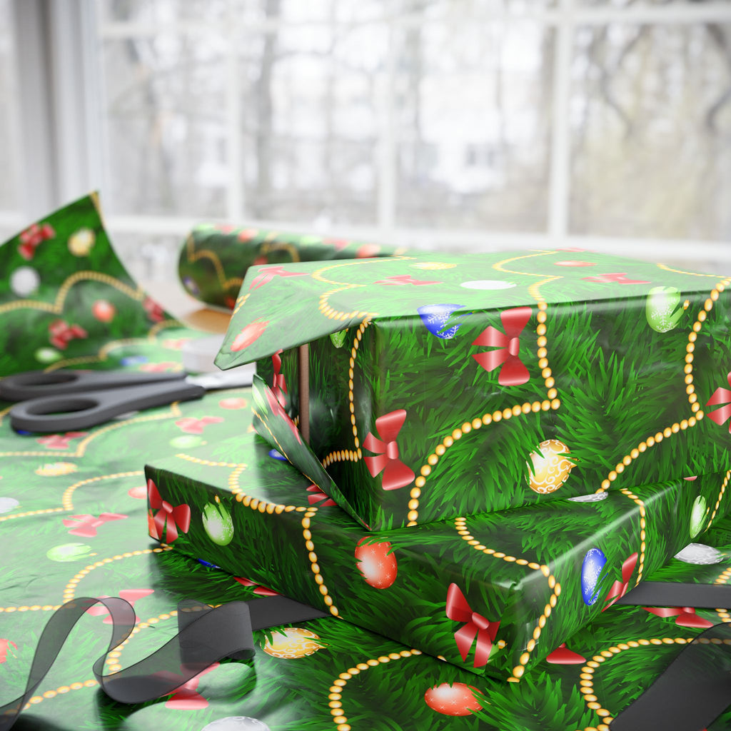 Christmas Decorated Tree Wrapping Paper | Holiday Gift Wrapping Paper Roll