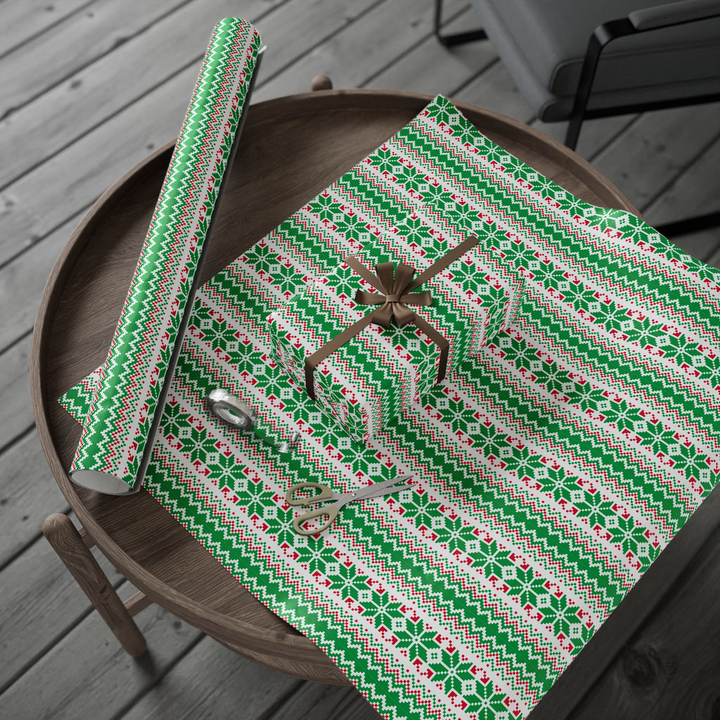 Christmas Ugly Green Snowflakes Wrapping Paper | Holiday Gift Wrapping Paper Roll
