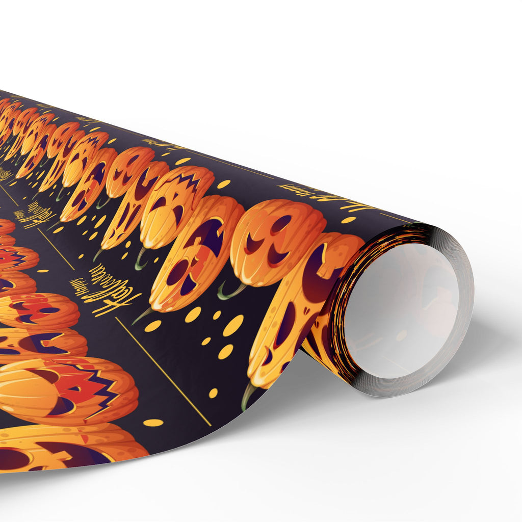 Halloween Pumpkin Lineup Wrapping Paper | Holiday Gift Wrapping Paper Roll