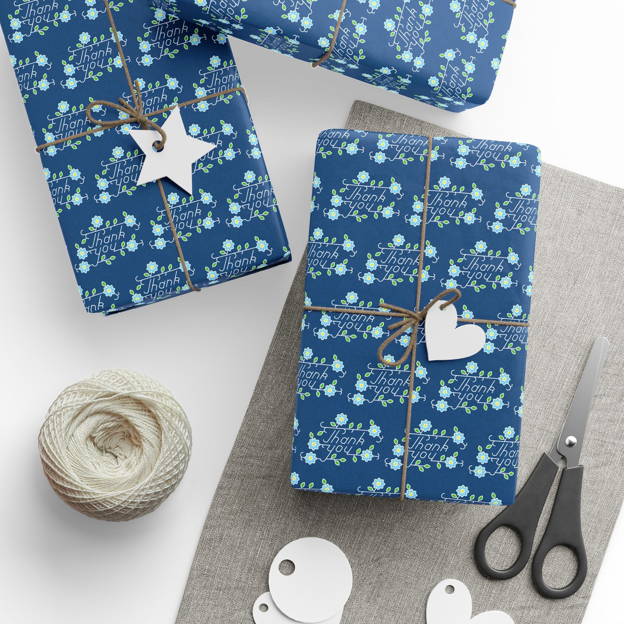 Thank You Line Drawing Wrapping Paper Design | Holiday Gift Wrapping Paper Roll