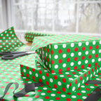 Christmas Dots on Green Wrapping Paper | Holiday Gift Wrapping Paper Roll