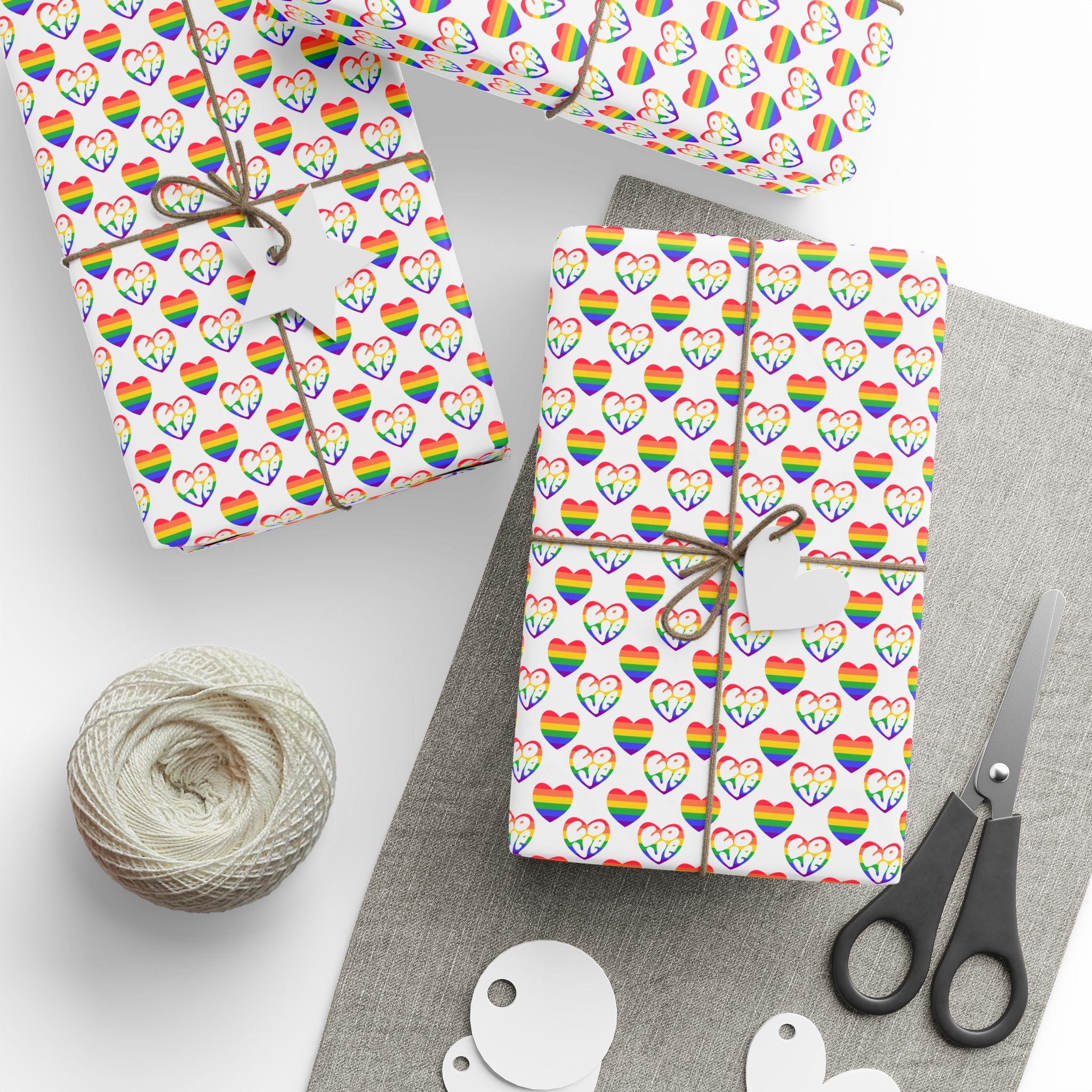 Pride Love Hearts Wrapping Paper Design | Holiday Gift Wrapping Paper Roll