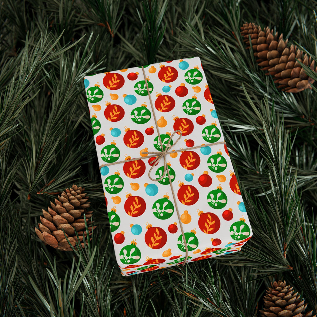 Christmas Baubles and Balls Wrapping Paper | Holiday Gift Wrapping Paper Roll