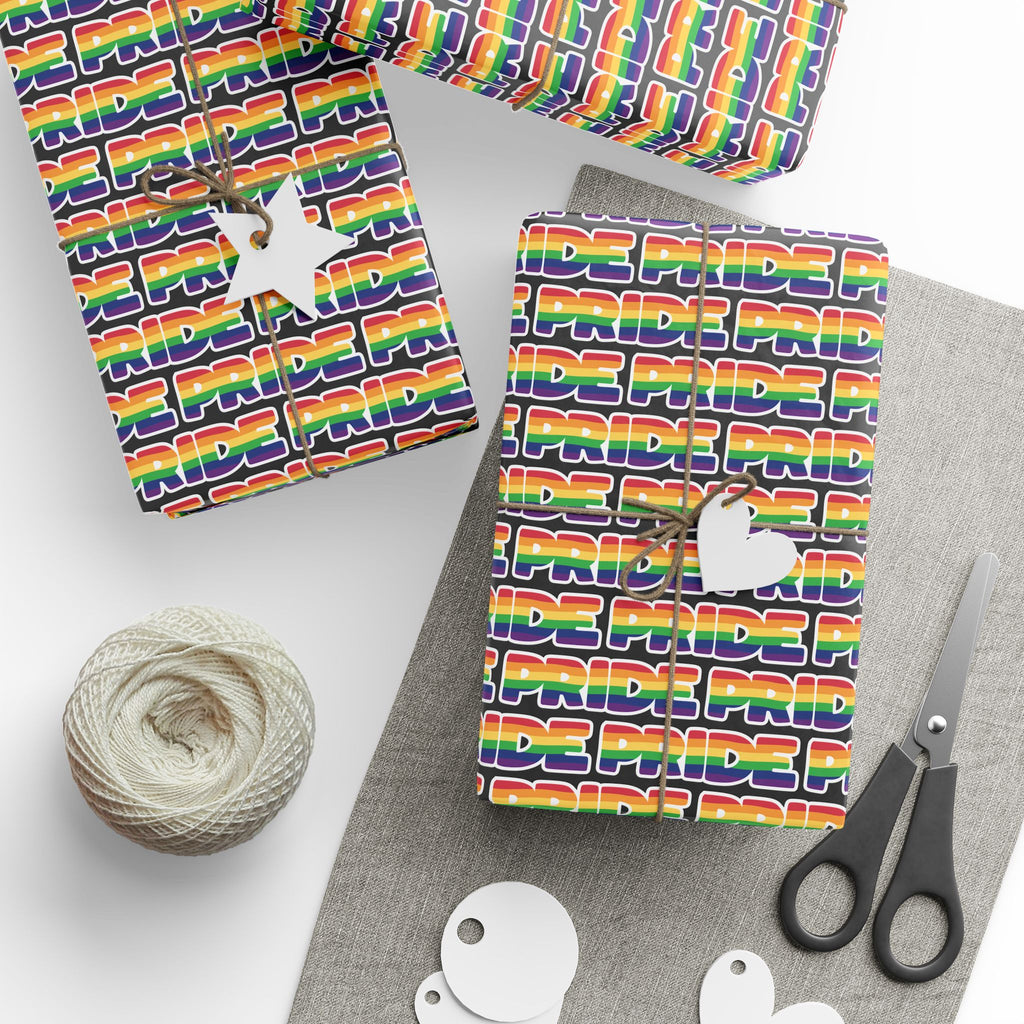 Gay Pride Bold Rainbow Script Wrapping Paper Design | Holiday Gift Wrapping Paper Roll