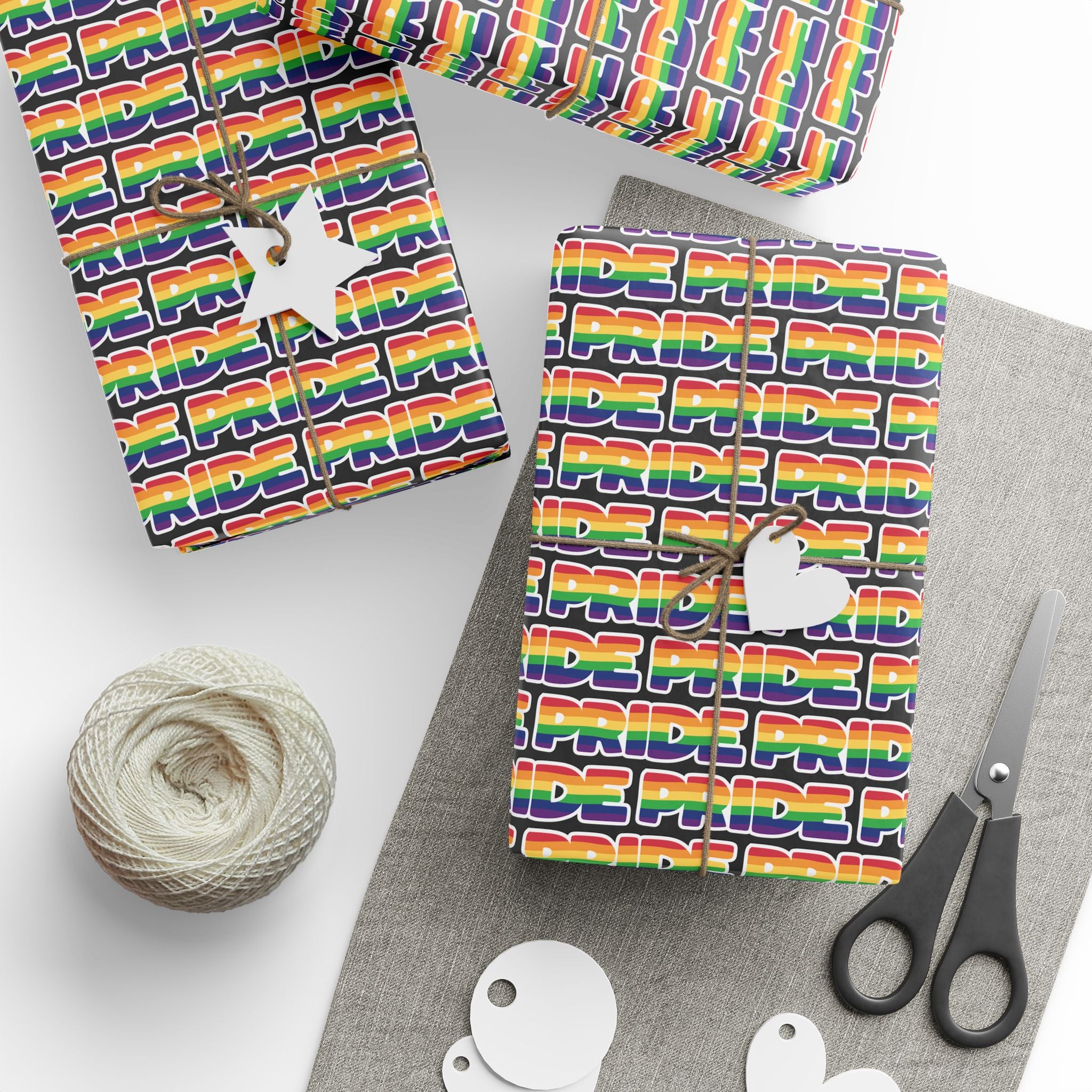 Gay Pride Bold Rainbow Script Wrapping Paper Design | Holiday Gift Wrapping Paper Roll