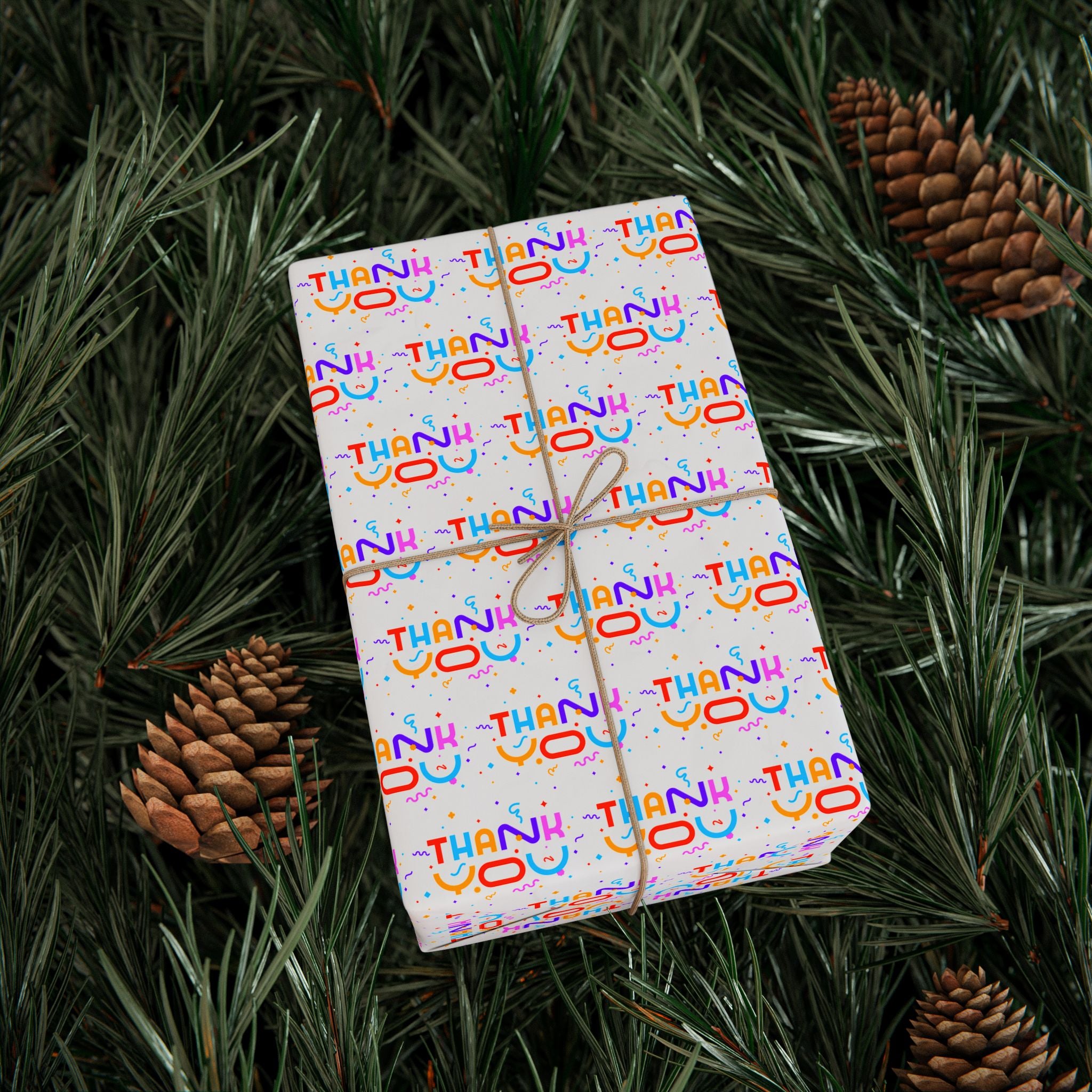 Thank You Colorful Confetti Wrapping Paper Design | Holiday Gift Wrapping Paper Roll