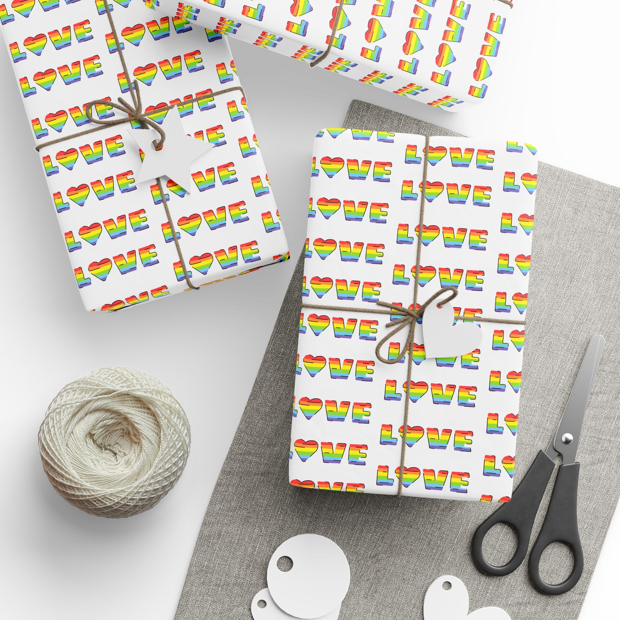 Pride Rainbow Love Wrapping Paper Design | Holiday Gift Wrapping Paper Roll