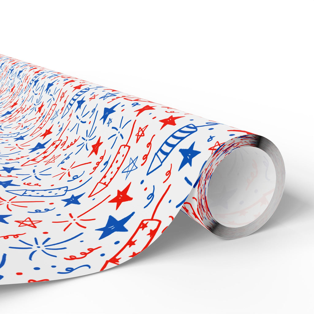 4th of July Doodles Wrapping Paper | Holiday Gift Wrapping Paper Roll
