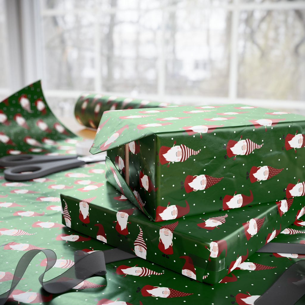 Christmas Dancing Gnomes Wrapping Paper | Holiday Gift Wrapping Paper Roll