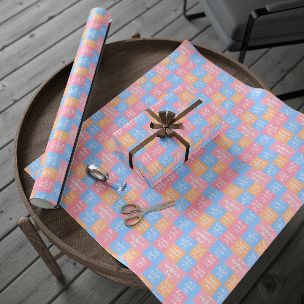 Mother's Day Patchwork Pastel Wrapping Paper - Holiday Gift Wrapping Paper Roll