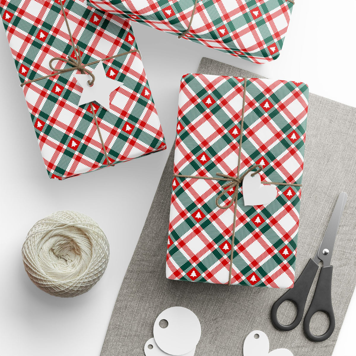 Christmas Evergreen Plaid Wrapping Paper | Holiday Gift Wrapping Paper Roll