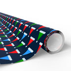 Christmas Multicolor Santa Hats Wrapping Paper | Holiday Gift Wrapping Paper Roll