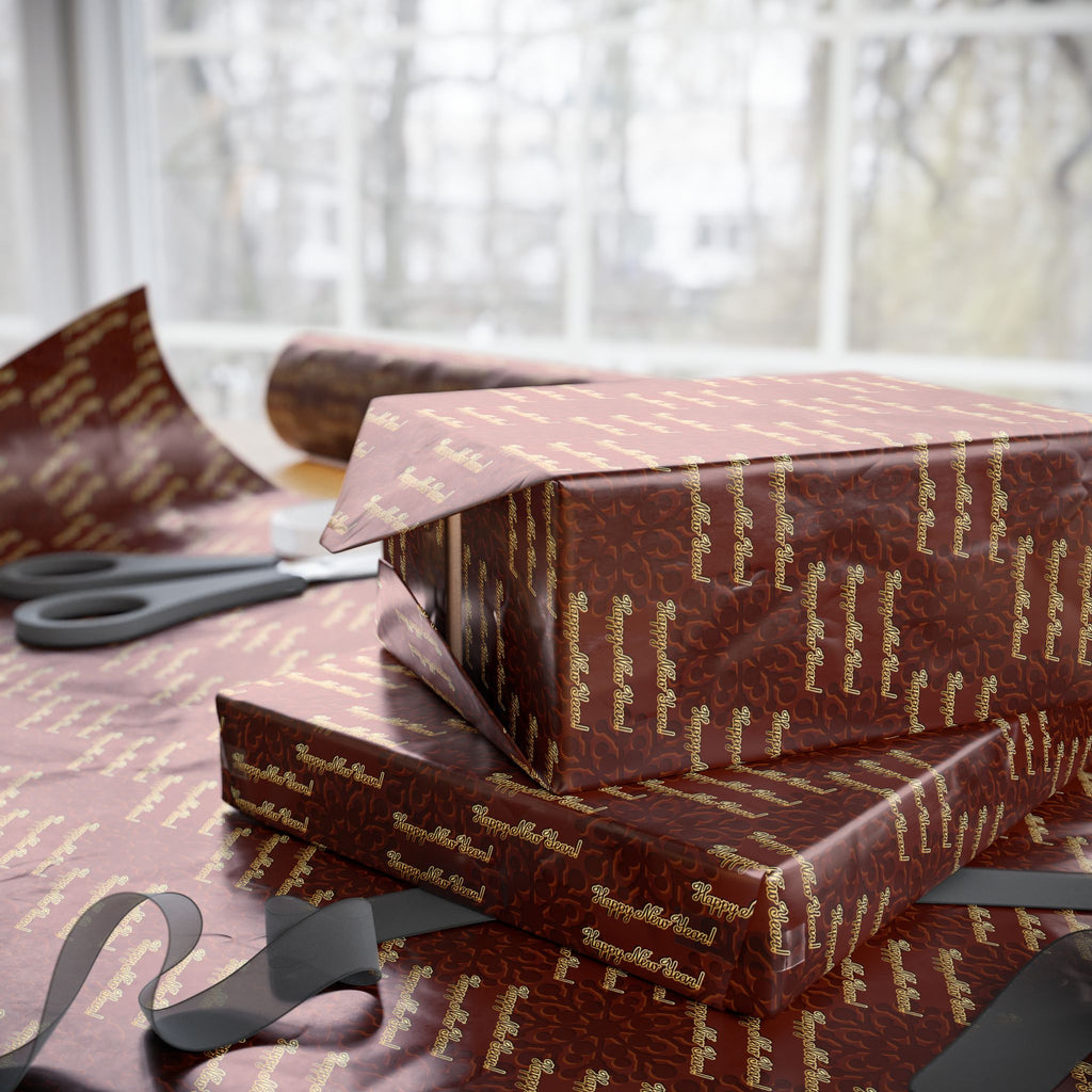 New Year's Golden Wishes Wrapping Paper - Holiday Gift Wrapping Paper Roll
