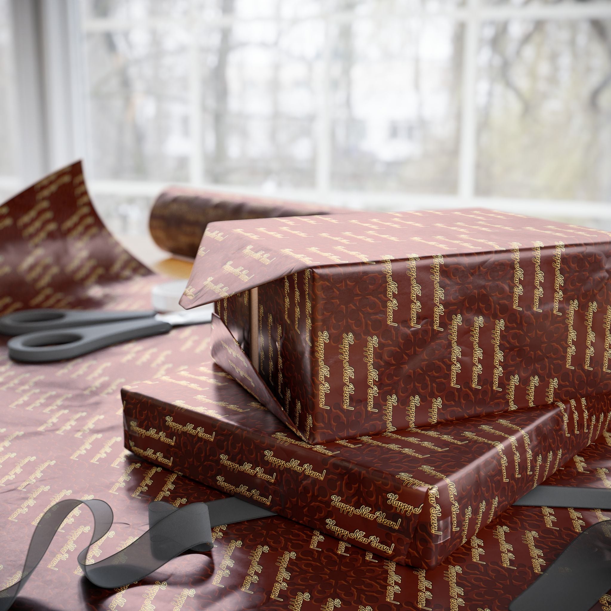 New Year's Golden Wishes Wrapping Paper - Holiday Gift Wrapping Paper Roll