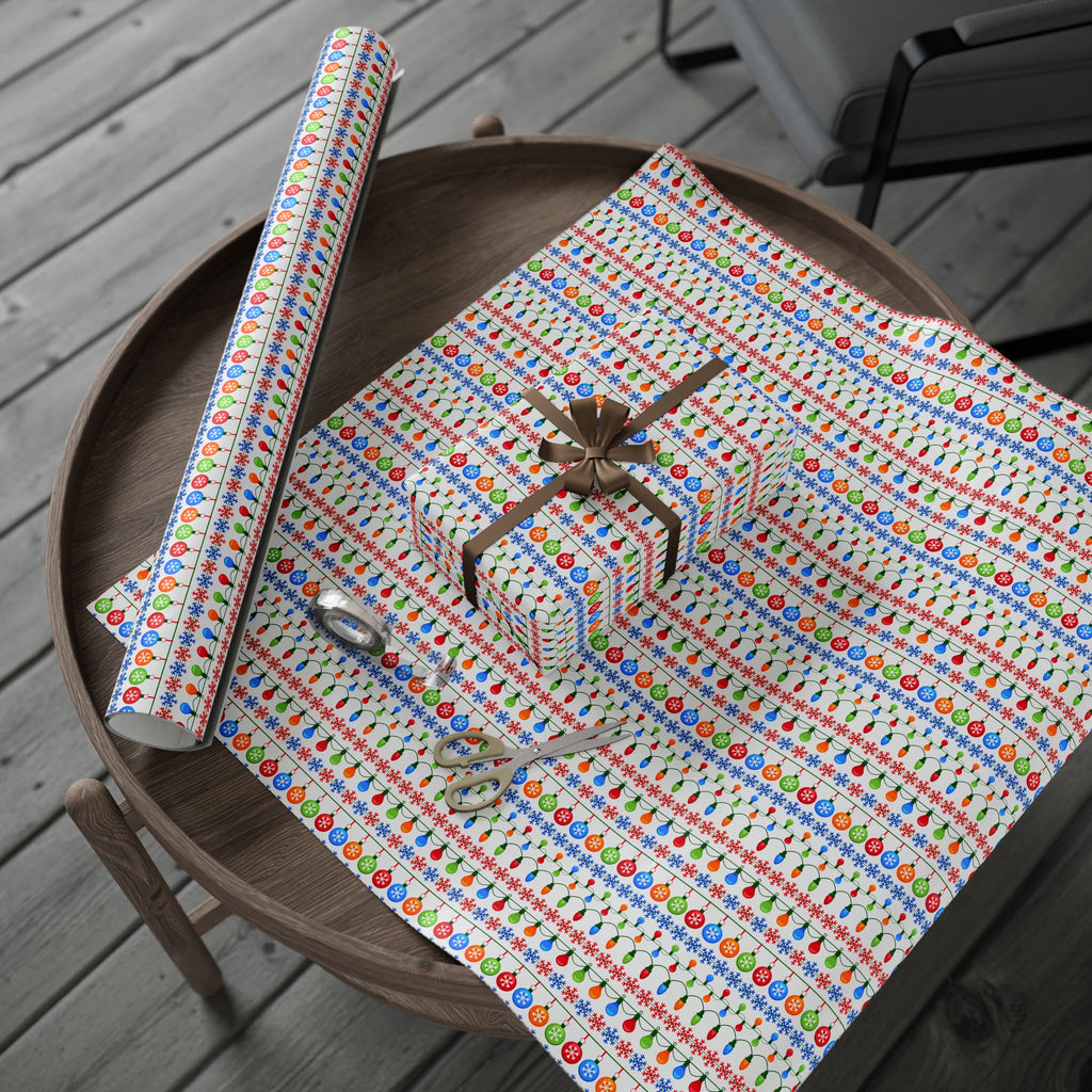 Christmas Ugly Lights White Wrapping Paper | Holiday Gift Wrapping Paper Roll