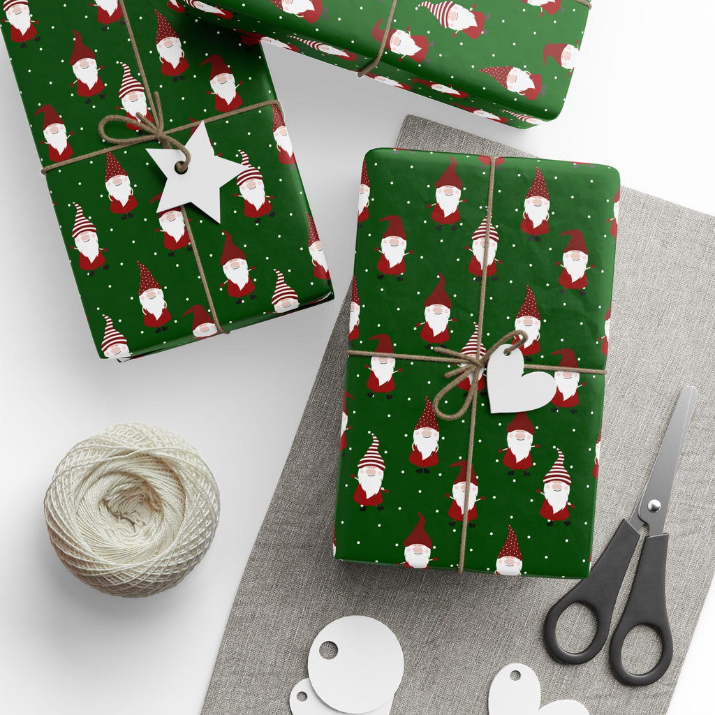 Christmas Dancing Gnomes Wrapping Paper | Holiday Gift Wrapping Paper Roll