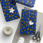 Halloween Jack-O-Lanterns on Blue Wrapping Paper | Holiday Gift Wrapping Paper