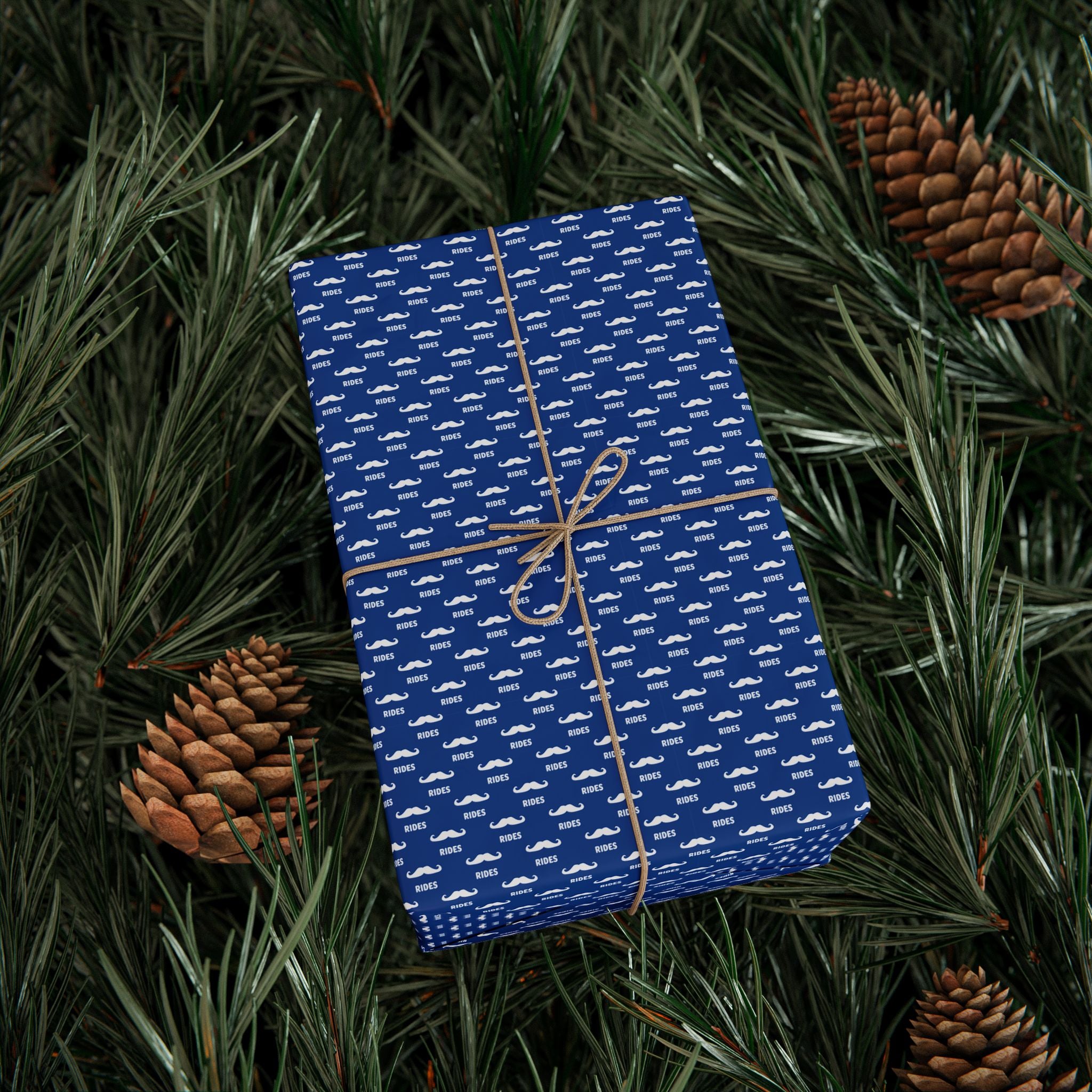 NSFW Free Mustache Rides on Blue Wrapping Paper - Holiday Gift Wrapping Paper Roll