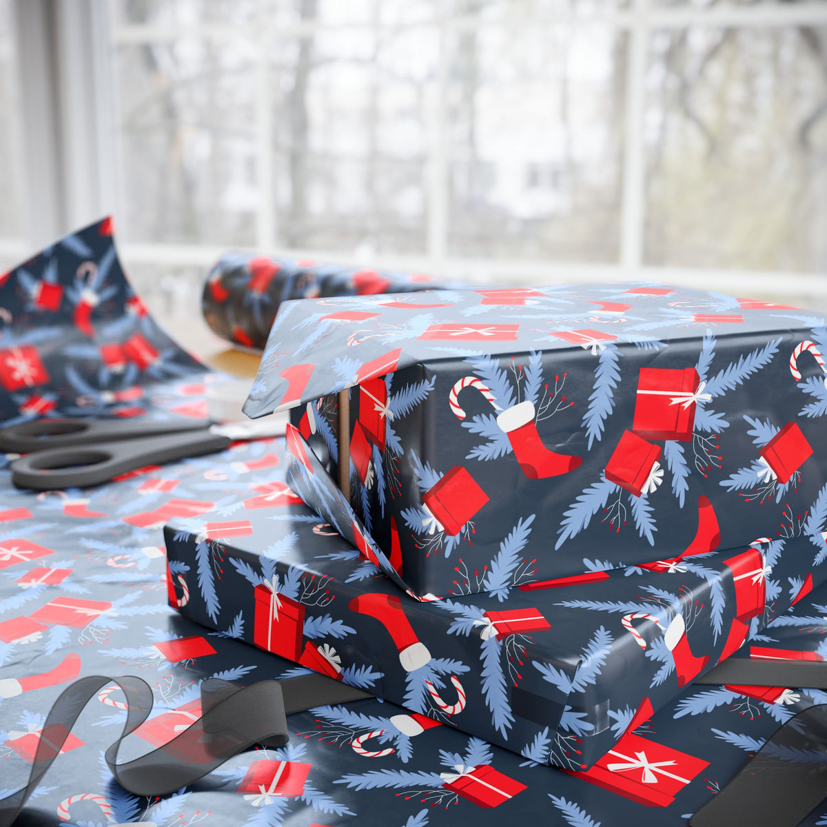 Christmas Blue Spruce Gifts Wrapping Paper | Holiday Gift Wrapping Paper
