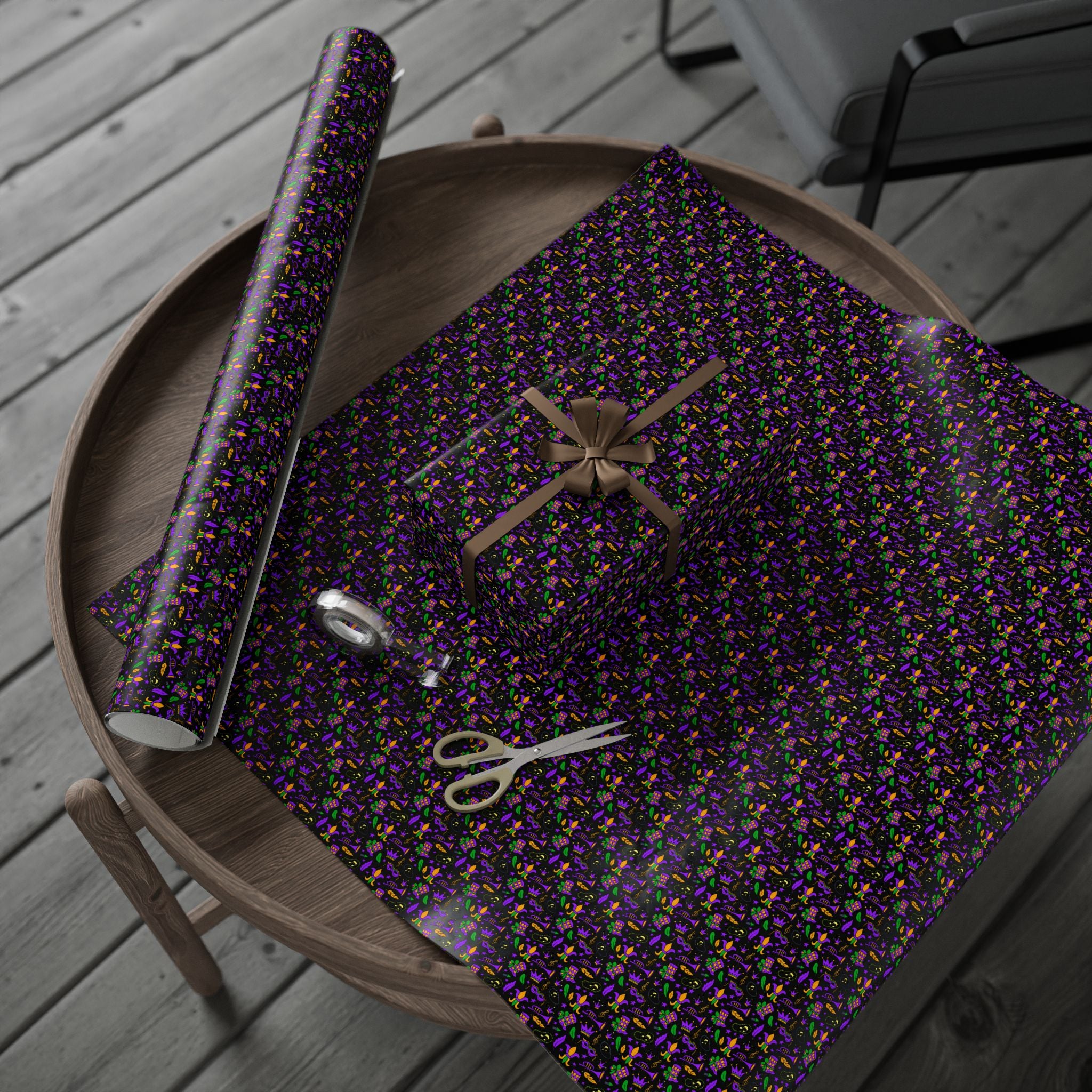 Mardis Gras Fleur De Lis Collage Wrapping Paper | Holiday Gift Wrapping Paper Roll