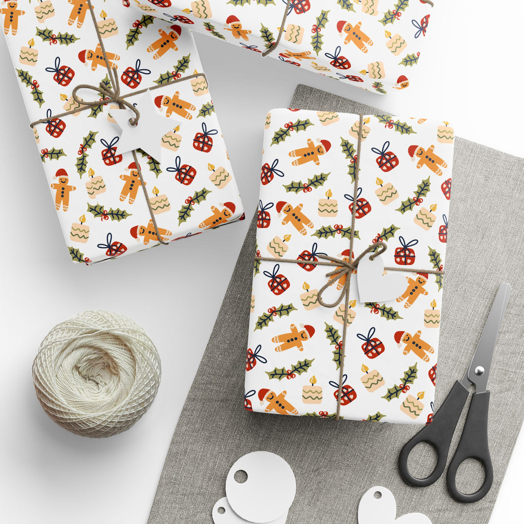 Christmas Burning Candles Wrapping Paper | Holiday Gift Wrapping Paper Roll