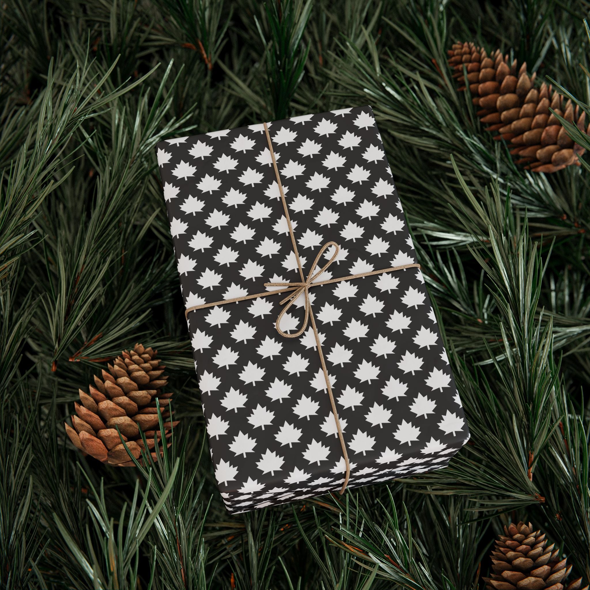 Canada Day White Maples on Grey Wrapping Paper - Holiday Gift Wrapping Paper Roll