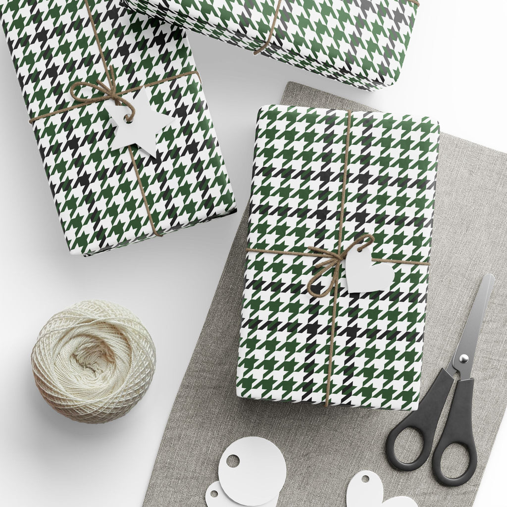 Houndstooth Wrapping Paper Design Forest 011 - Holiday Gift Wrapping Paper Roll