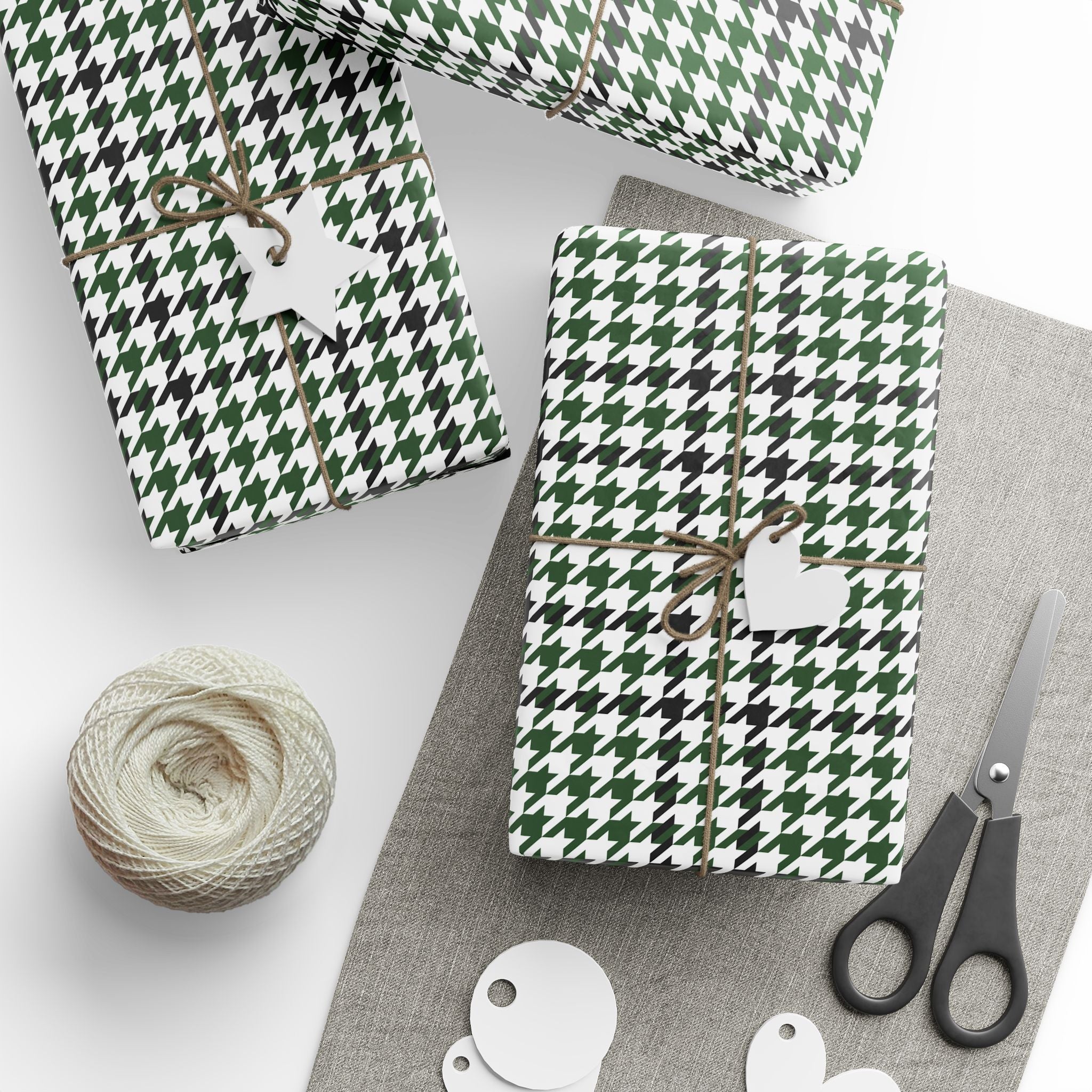 Houndstooth Wrapping Paper Design Forest 011 - Holiday Gift Wrapping Paper Roll