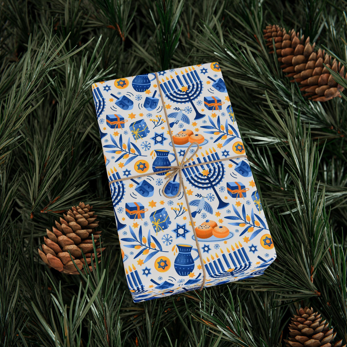 Hanukkah Cartoon Holida Wrapping Paper | Holiday Gift Wrapping Paper Roll