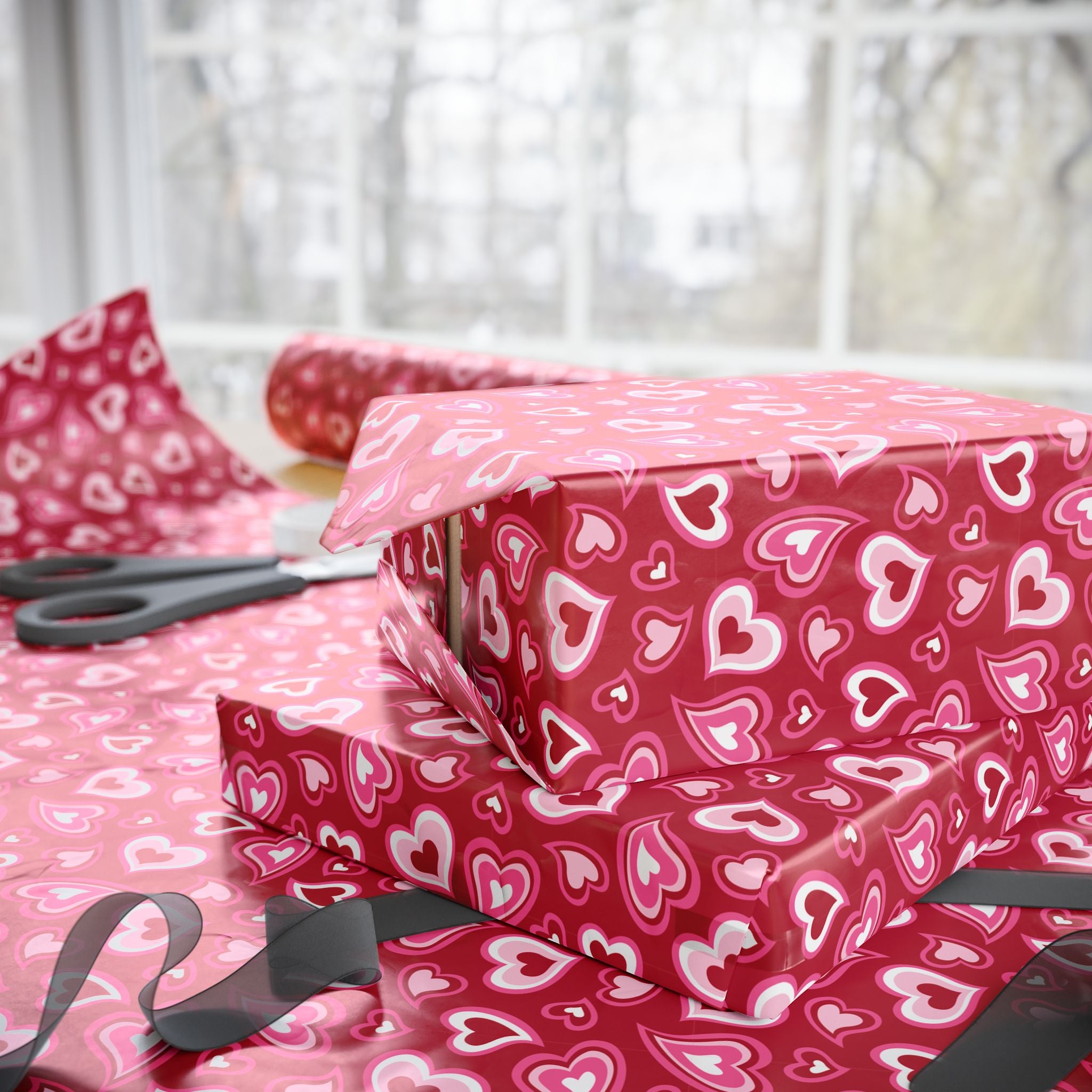 Valentine’s Day Psychedlic Hearts Wrapping Paper | Holiday Gift Wrapping Paper Roll