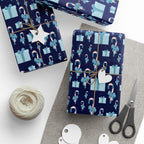 Christmas Blue Candy Canes Wrapping Paper | Holiday Gift Wrapping Paper