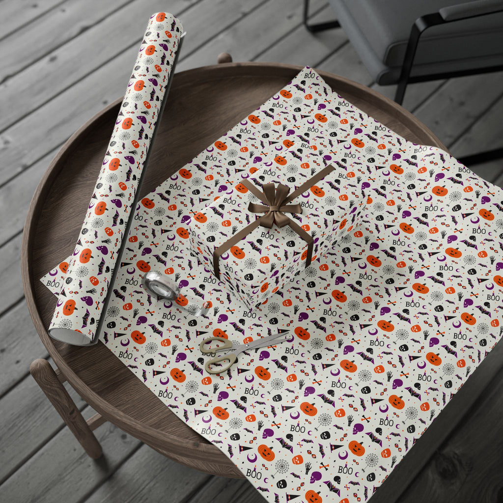 Halloween Spooky Symbols Wrapping Paper | Holiday Gift Wrapping Paper Roll