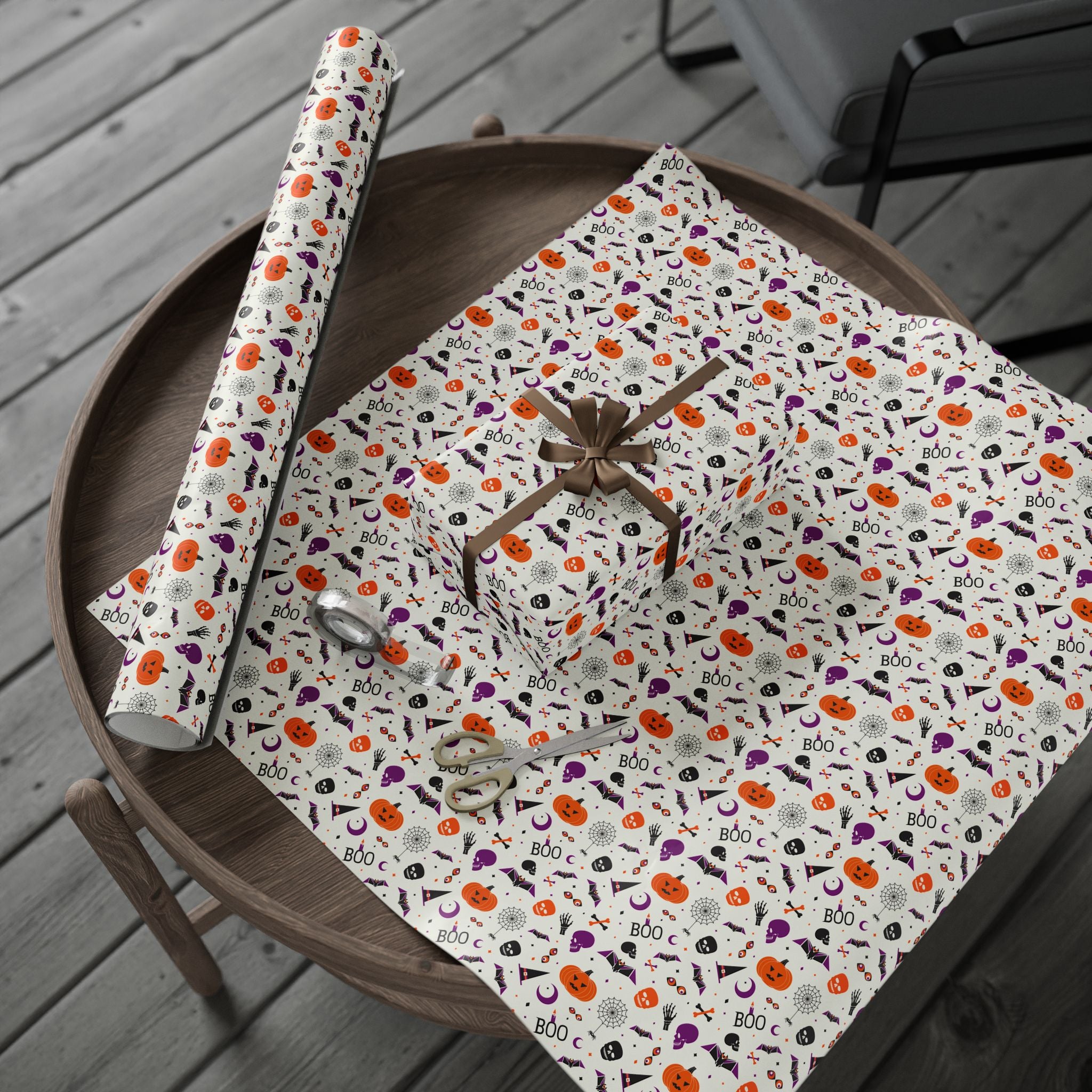 Halloween Spooky Symbols Wrapping Paper | Holiday Gift Wrapping Paper Roll
