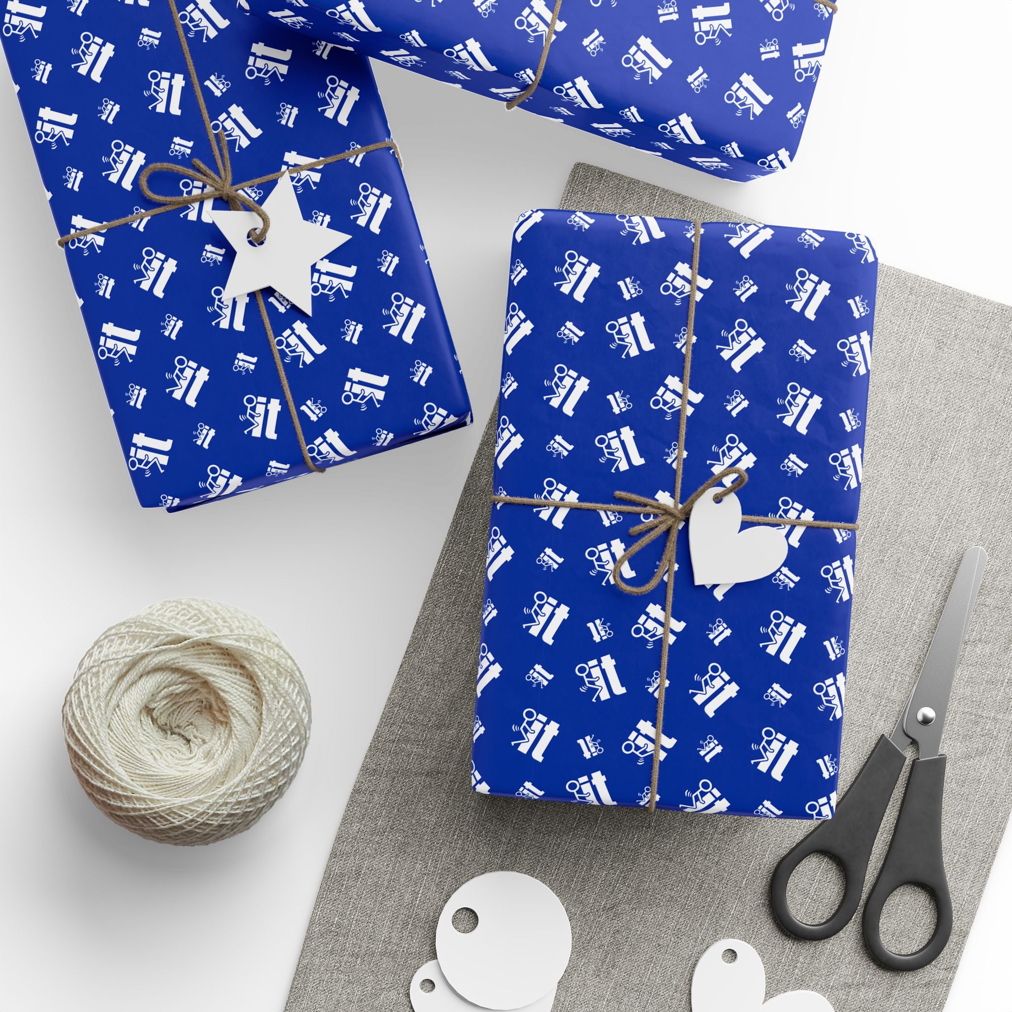 NSFW "F#ck It" Meme on Blue Wrapping Paper - Holiday Gift Wrapping Paper Roll