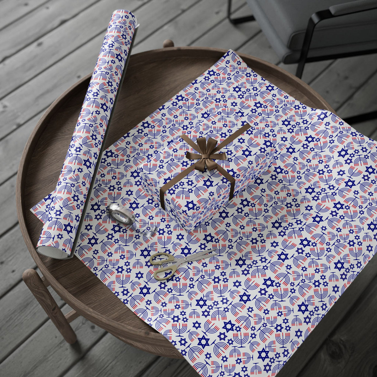 Hanukkah Red Collage Wrapping Paper | Holiday Gift Wrapping Paper Roll