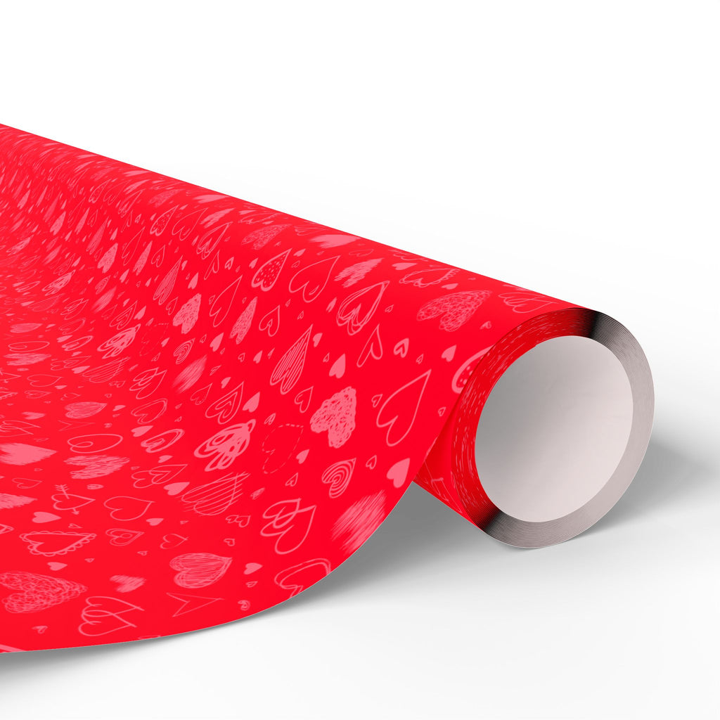 Valentine's Day Doodle Hearts Wrapping Paper | Holiday Gift Wrapping Paper Roll