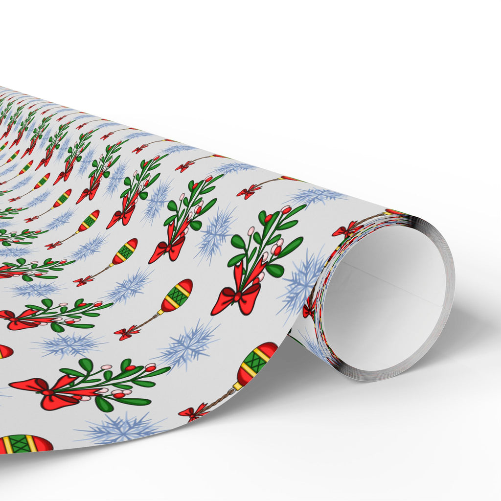 Christmas Cartoon Mistletoe Wrapping Paper | Holiday Gift Wrapping Paper Roll