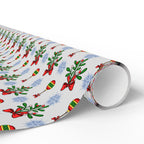 Christmas Cartoon Mistletoe Wrapping Paper | Holiday Gift Wrapping Paper Roll