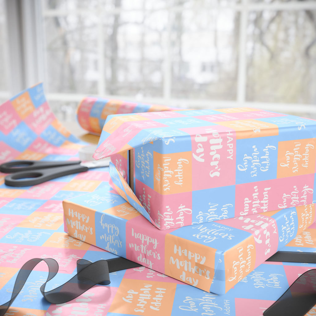 Mother's Day Patchwork Pastel Wrapping Paper - Holiday Gift Wrapping Paper Roll